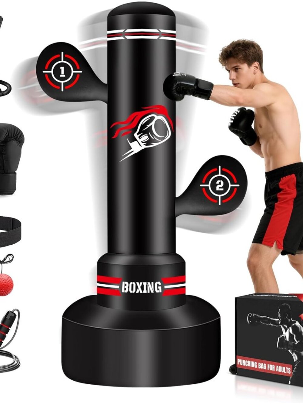 Upgraded Heavy Freestanding Punching Bag for Adults Teens, 70” Standing Punching